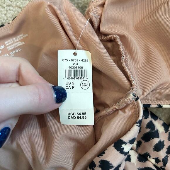 NWT Aerie Leopard Print Wrap One Piece Swimsuit Spaghetti Full Coverage - Picture 7 of 7